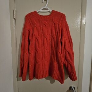 American Eagle Outfitters Vibrant Red Cable Knit Sweater